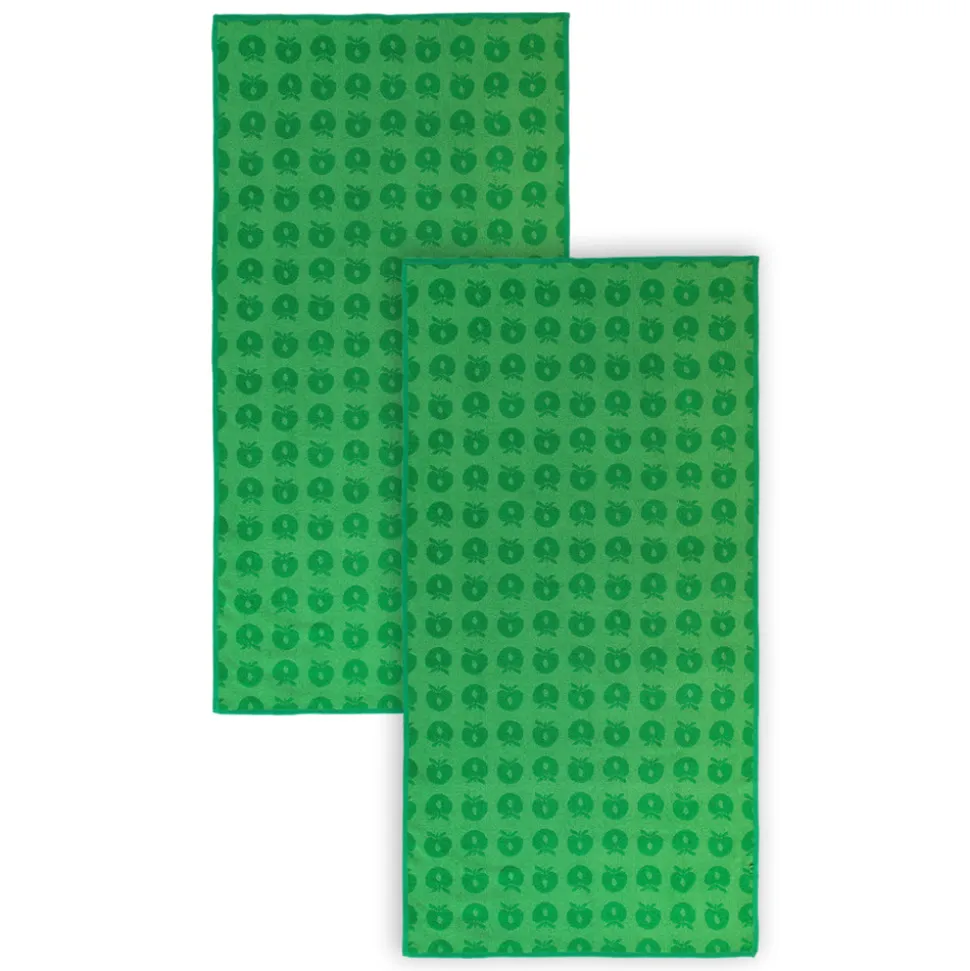 2 pak håndklæde 70x140 med æbler - Apple green