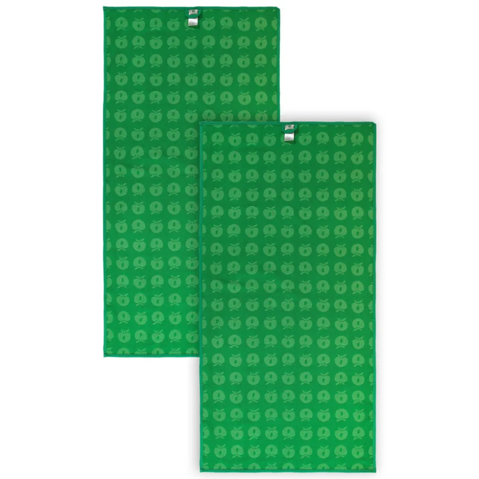 2 pak håndklæde 70x140 med æbler - Apple green