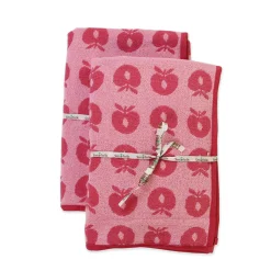 2 pak håndklæde 70x140 med æbler - Sea pink