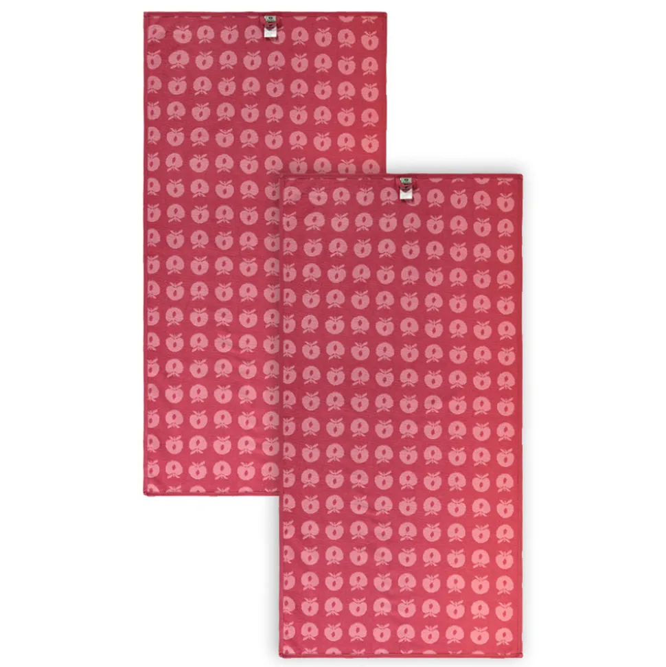 2 pak håndklæde 70x140 med æbler - Sea pink