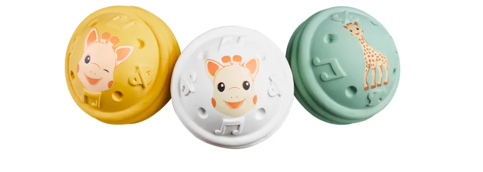 3 sansebolde med lyd Sophie la Girafe