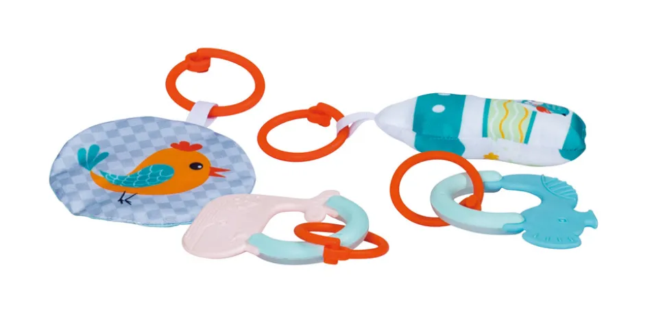 Aktivitetsstativ m. 4 stykker legetøj - Skovtema