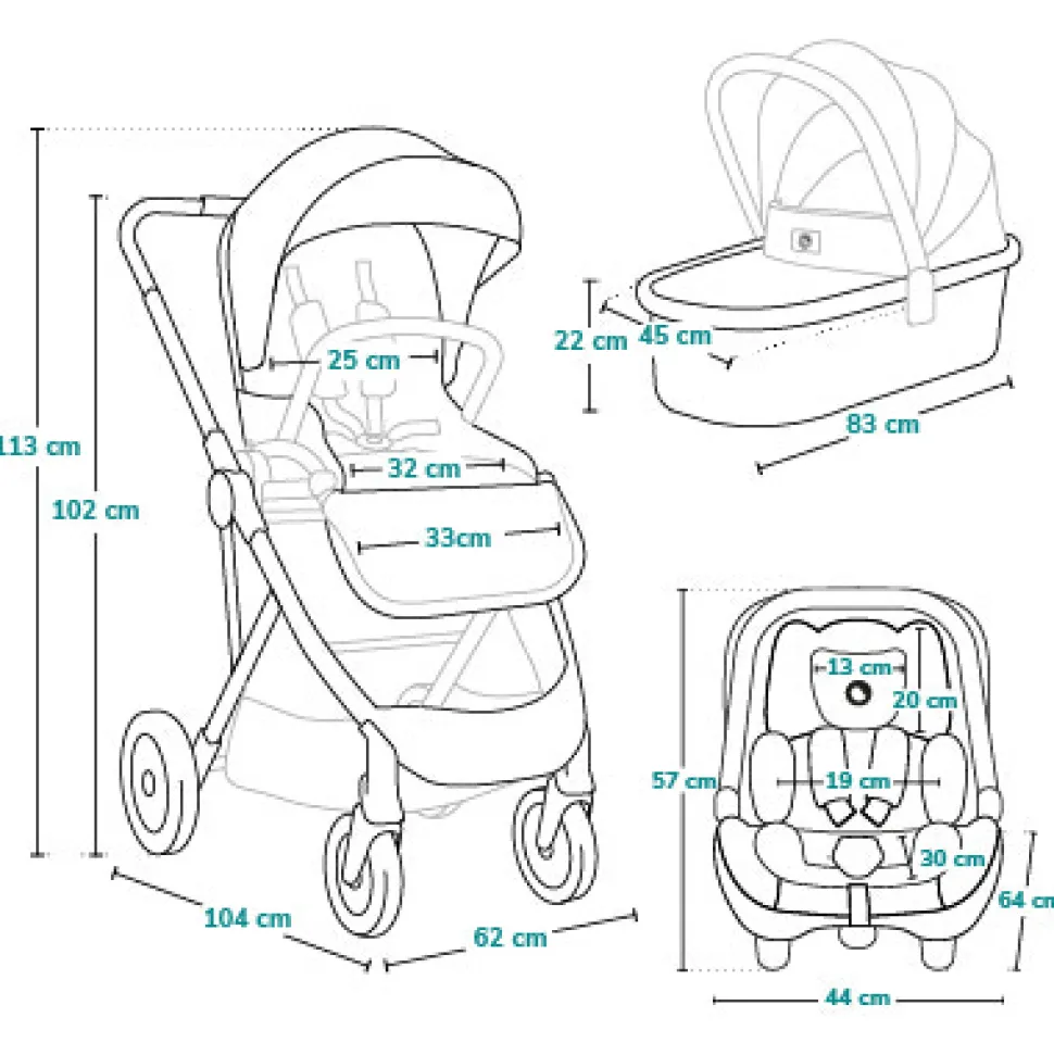 Amber 3i1 duovogn - grey graphite