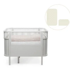 Baby & Jr. seng - Stone grå med madras