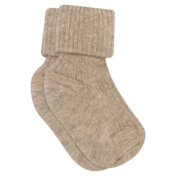 Baby rib ankelstrømpe - Light Brown Melange