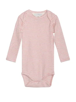 Baby Stribet Body - CORAL/OW