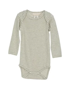 Baby Stribet Body - SAGE/ECRU