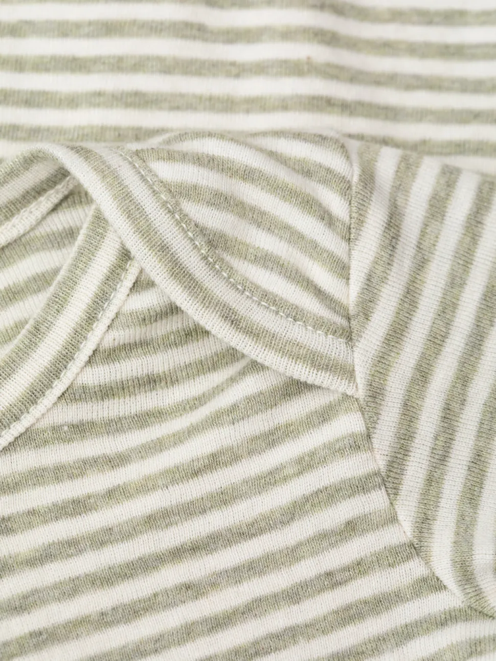 Baby Stribet Body - SAGE/ECRU