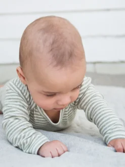 Baby Stribet Body - SAGE/ECRU