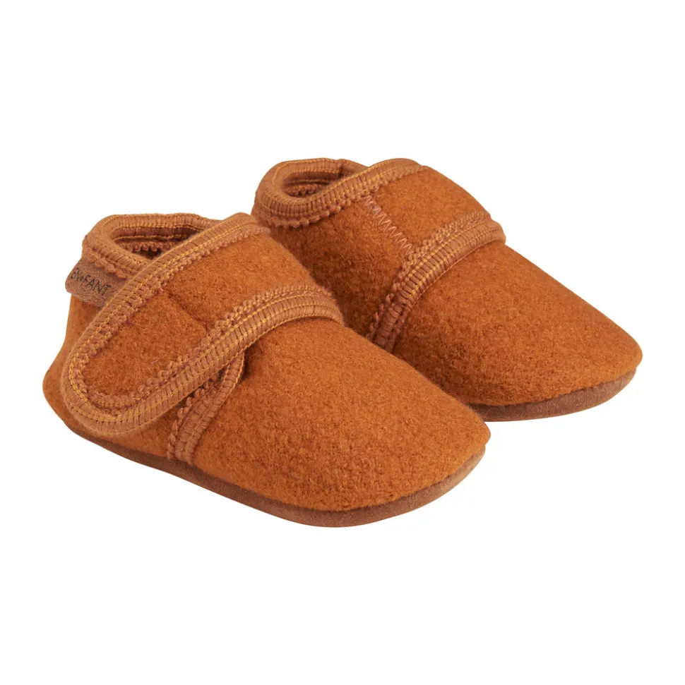 Baby wool slippers - Leather Brown