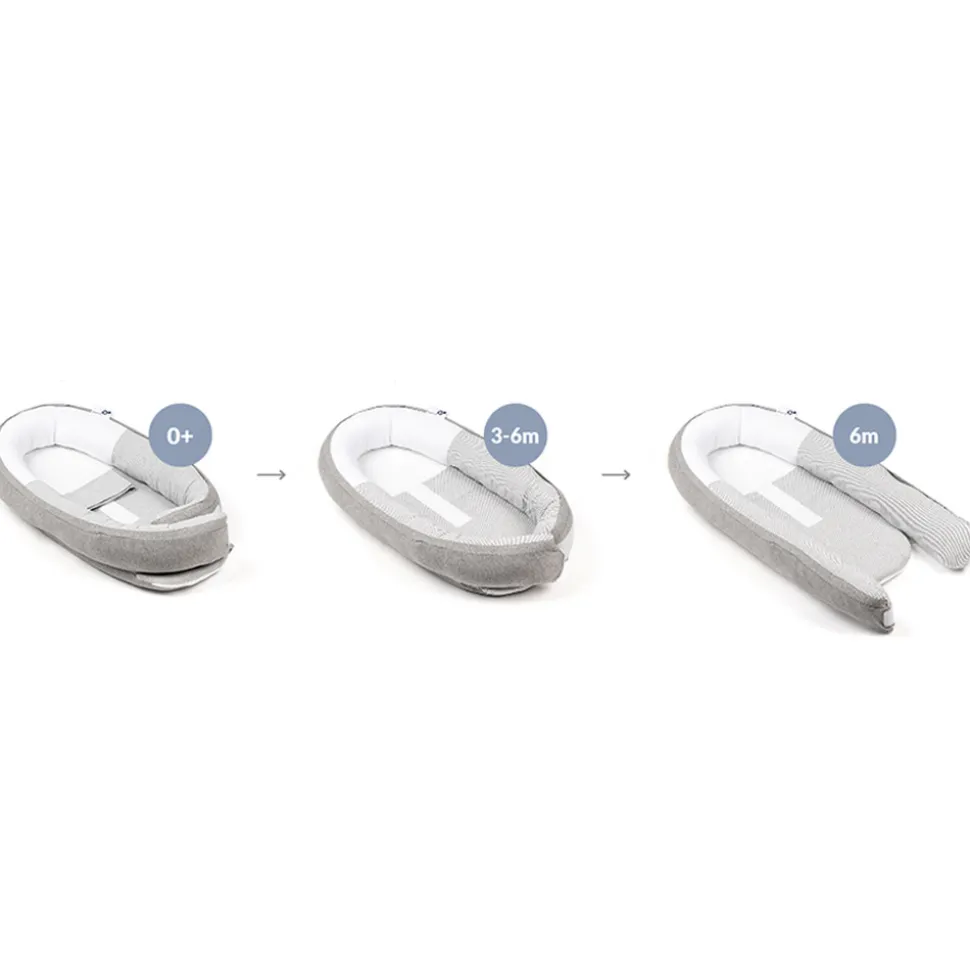 Babynest - stribet grå