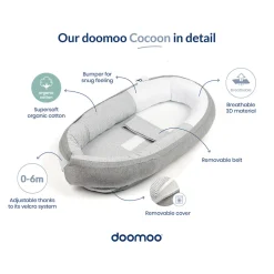 Babynest - stribet grå