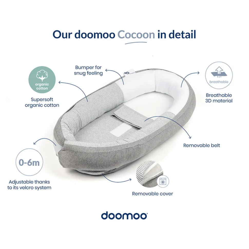 Babynest - stribet grå