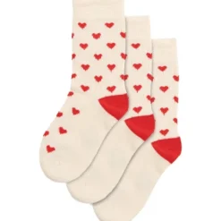 Bamboo hjerte strømper 3 pak - BRIGHT RED