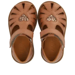 Begynder sandal med glitterhjerte - Clay/Clay Glitter