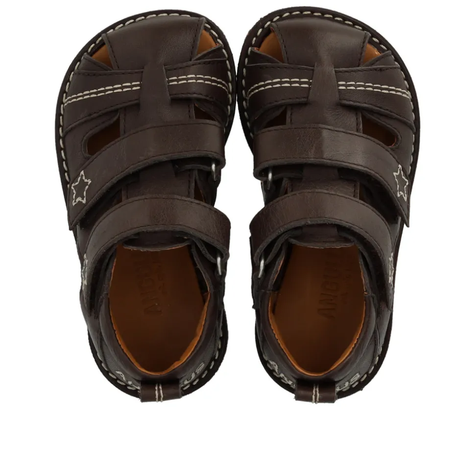 Begynder sandal med velcrolukning - Dark Brown