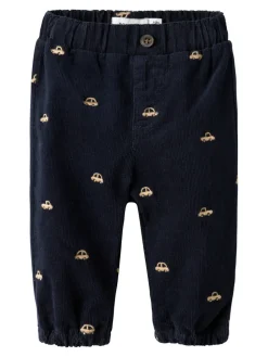 Ben Baggy R Cord Emb Bukser - Navy Blazer