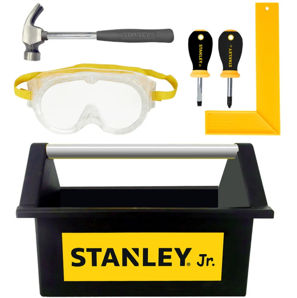 Åben værktøjskasse med 5 stk. værktøj