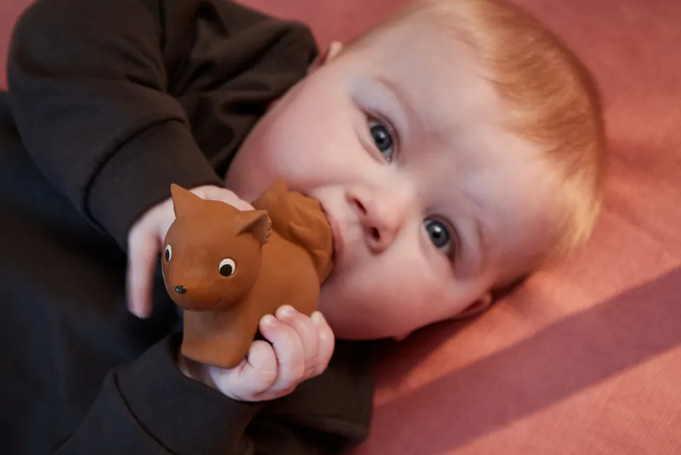 Bidedyr i naturgummi - egernet sonja