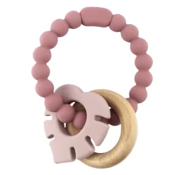 Biderangle i silikone m. træ og blad vedhæng