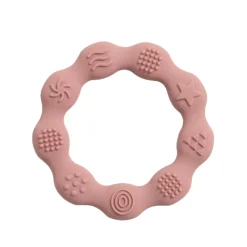 Bidering i silicone med taktile overflader,lyserød