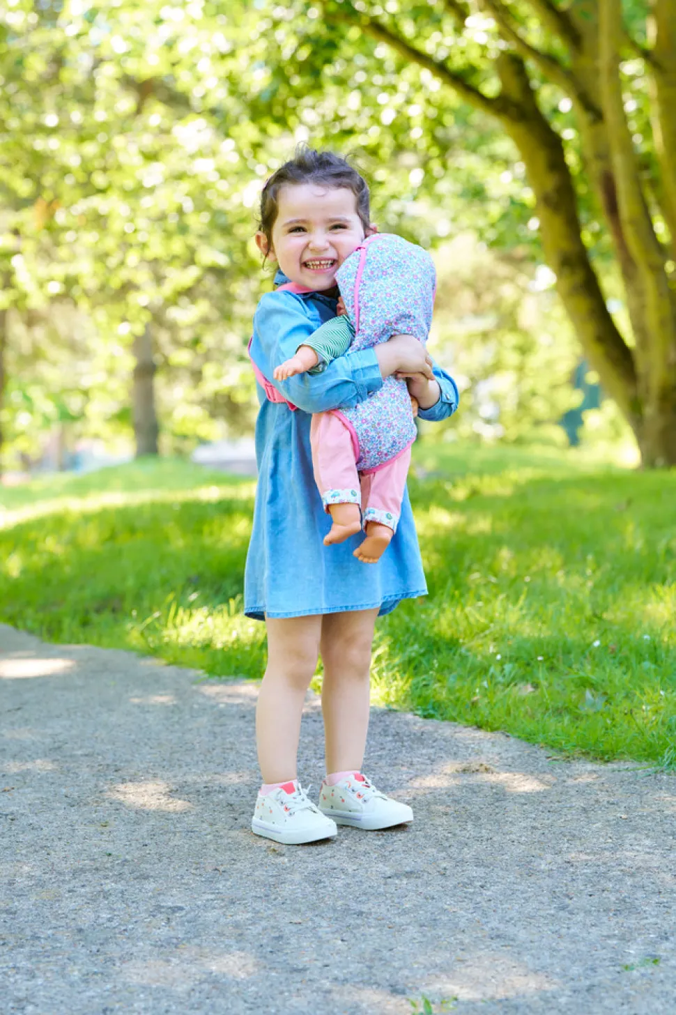 Blomstret Bæresele til 30 cm dukke