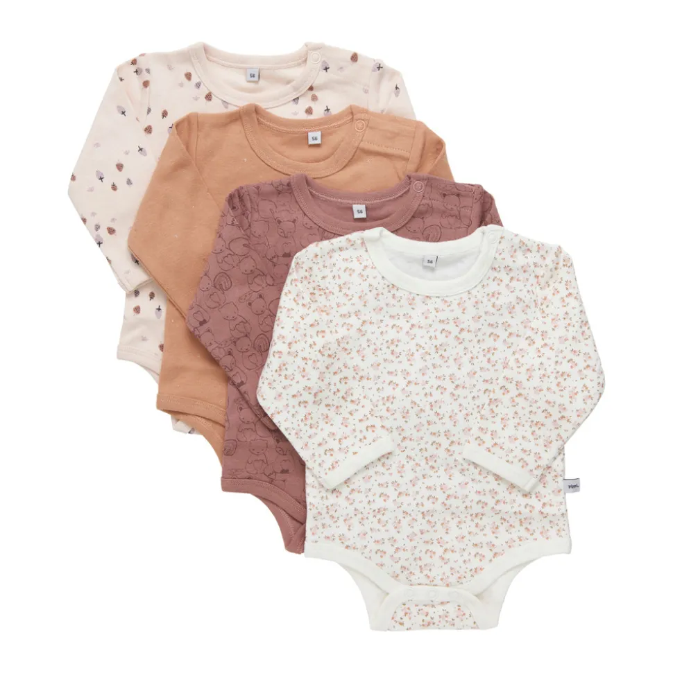 Body Langærmet Med Print 4-Pak - 433