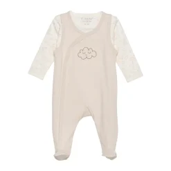 Body langærmet m.romper - Oatmeal