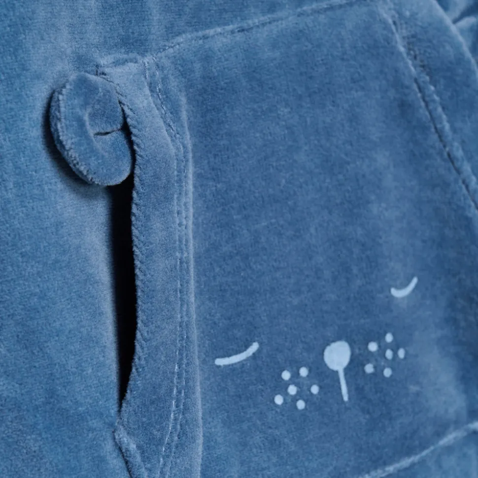 Body langærmet m.velour romper - Blue Fushion