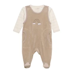 Body langærmet m.velour romper - Dune