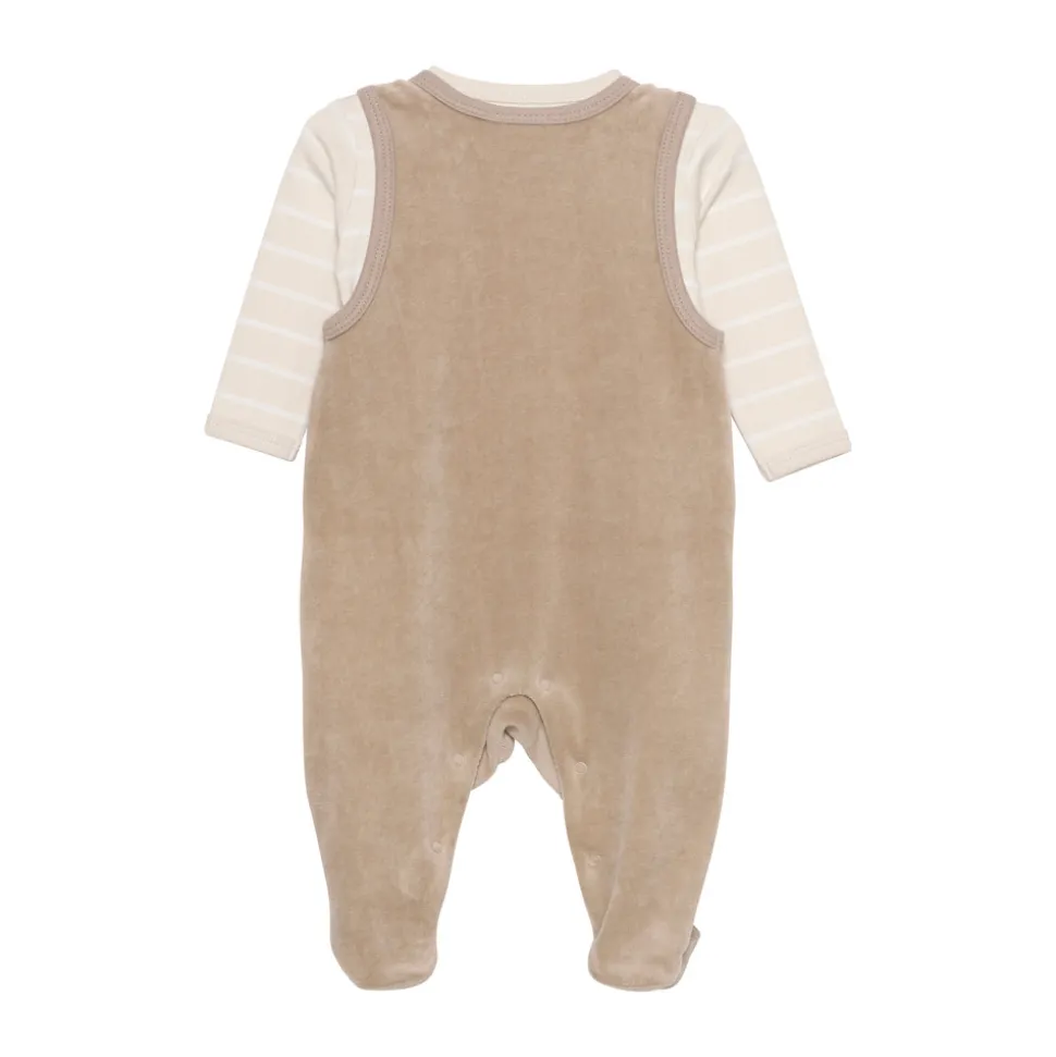 Body langærmet m.velour romper - Dune
