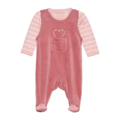 Body langærmet m.velour romper - Withered Rose