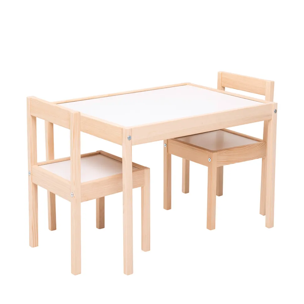 Bord- og stolesæt - hvid/natur