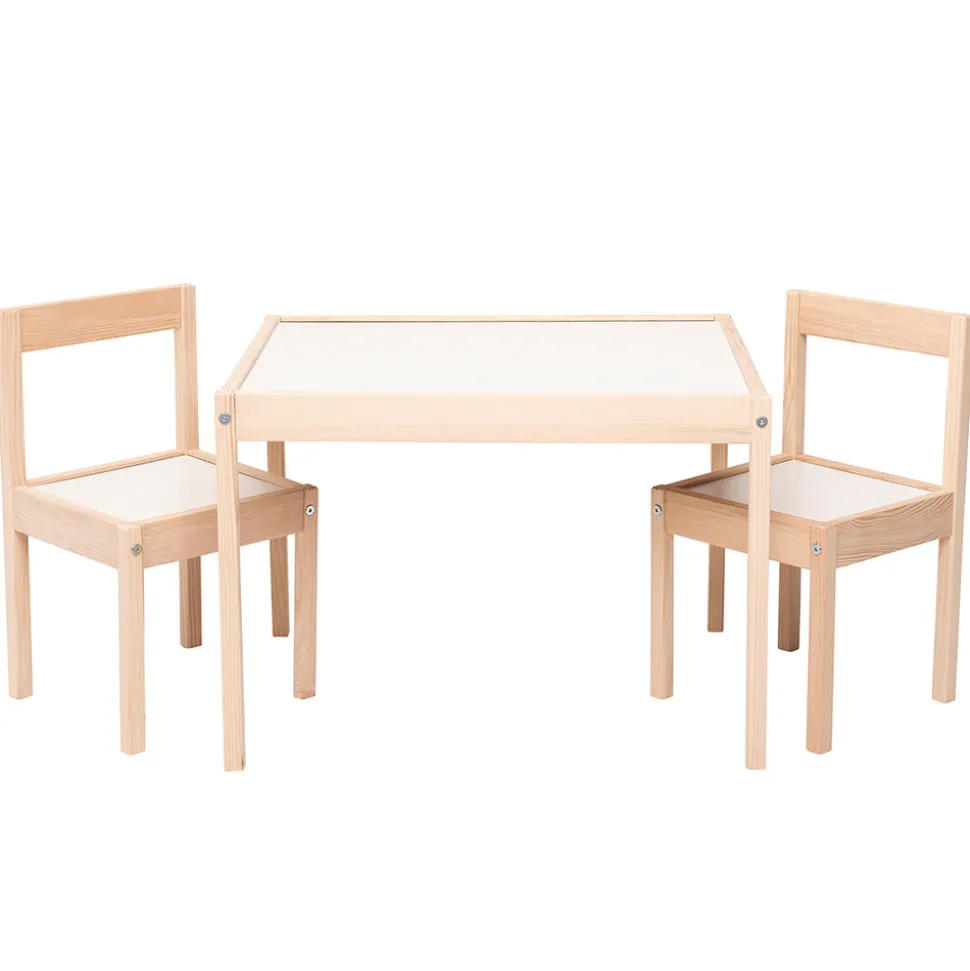 Bord- og stolesæt - hvid/natur