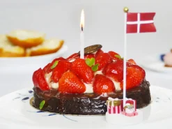 Bordflag, pakker i pink og rød