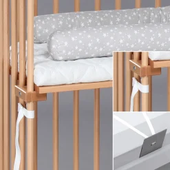 Boxspring bedside crib - natural varnished