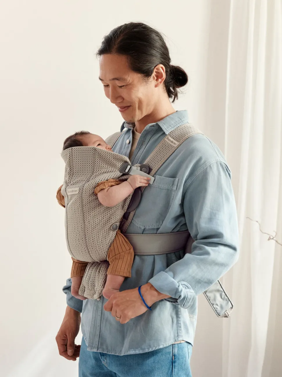 Bæresele Mini - 3D-mesh, Grå beige