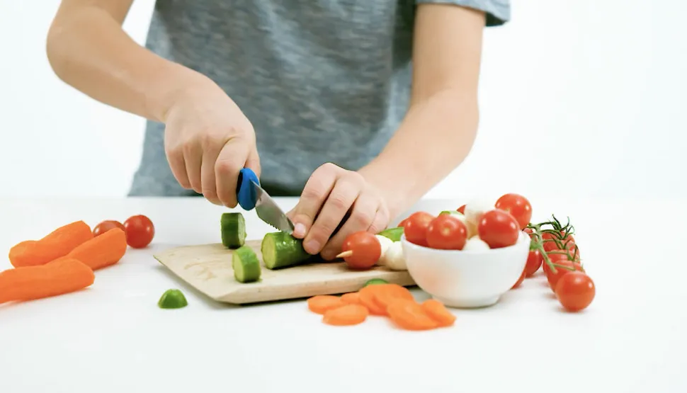 Børnekokkeknivsæt - grøn/blå