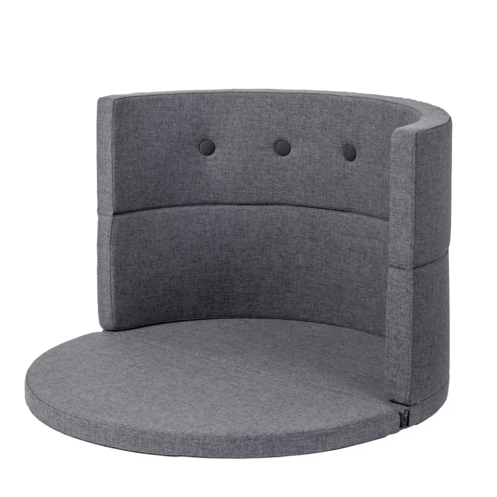 Børnesofa cirkel - mørkegrå/sortgrå knap