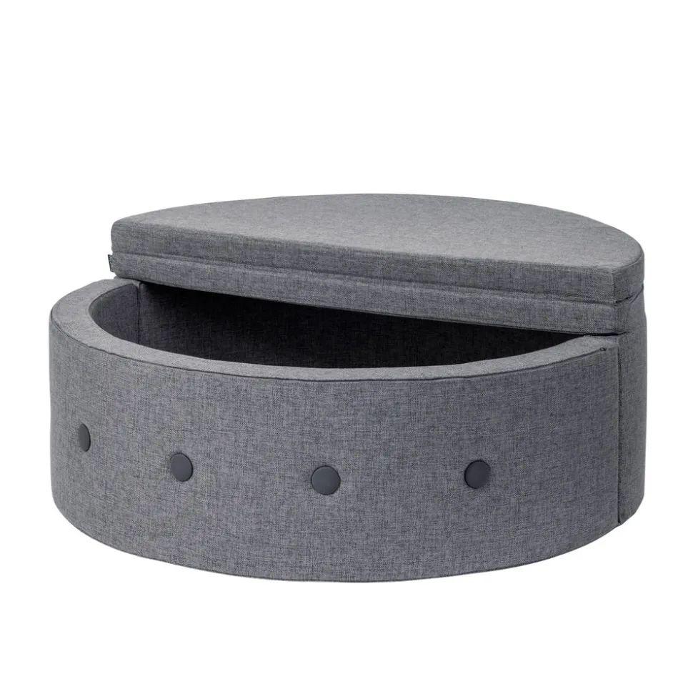 Børnesofa cirkel - mørkegrå/sortgrå knap