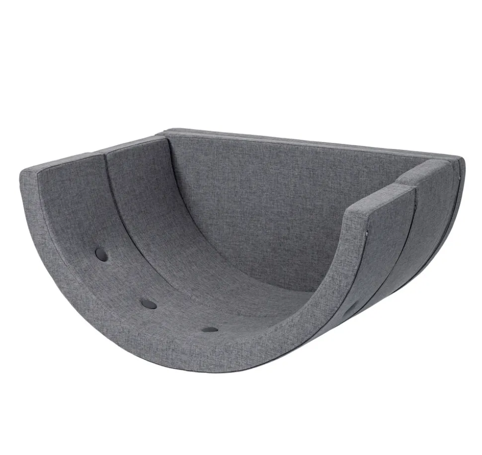 Børnesofa cirkel - mørkegrå/sortgrå knap