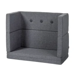 Børnesofa, firkantet - mørkegrå/sortgrå knap