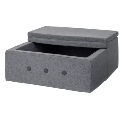 Børnesofa, firkantet - mørkegrå/sortgrå knap