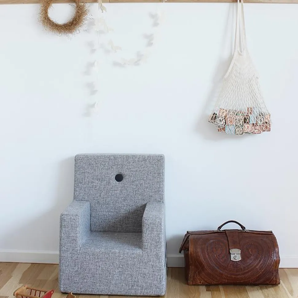 Børnestol XL - lysegrå/mørkegrå knap