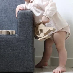 Børnestol XL - mørkegrå/sortgrå knap