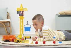 Byggeplads m/kran + køretøjer & figurer