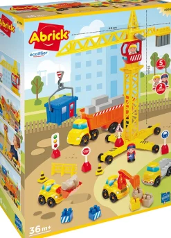 Byggeplads m/kran + køretøjer & figurer