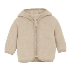 Cardigan m. Ører Uld Fleece - Camel Melange