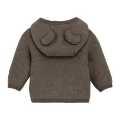 Cardigan m. Ører Uld Fleece - Brown Melange