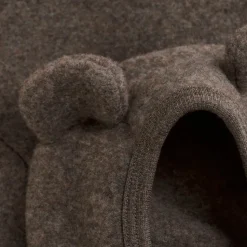 Cardigan m. Ører Uld Fleece - Brown Melange